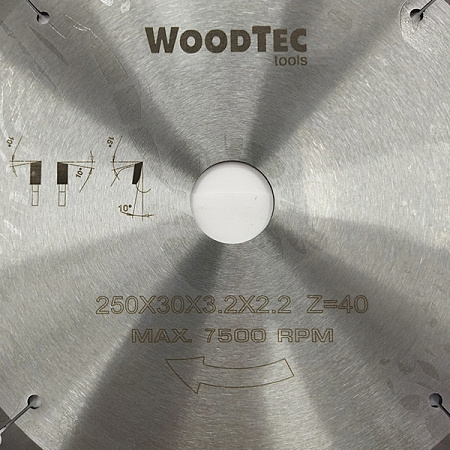 Пила дисковая Ø250 х 30 х 3,2/2,2 Z40 WZ WoodTec